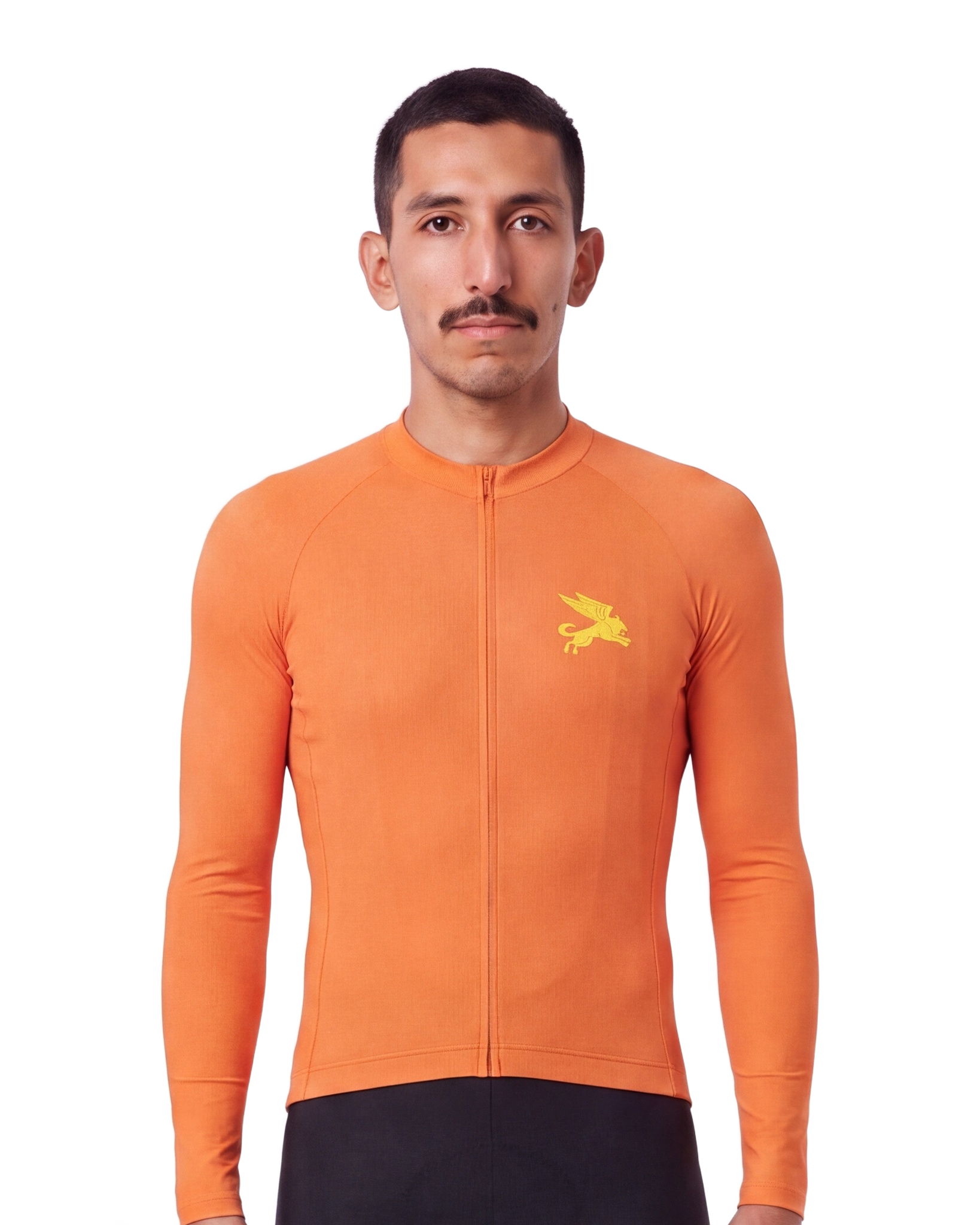Solar Orange Cypress Spirits MEN'S Long Sleeve PRO JERSEY ISD - front, on model