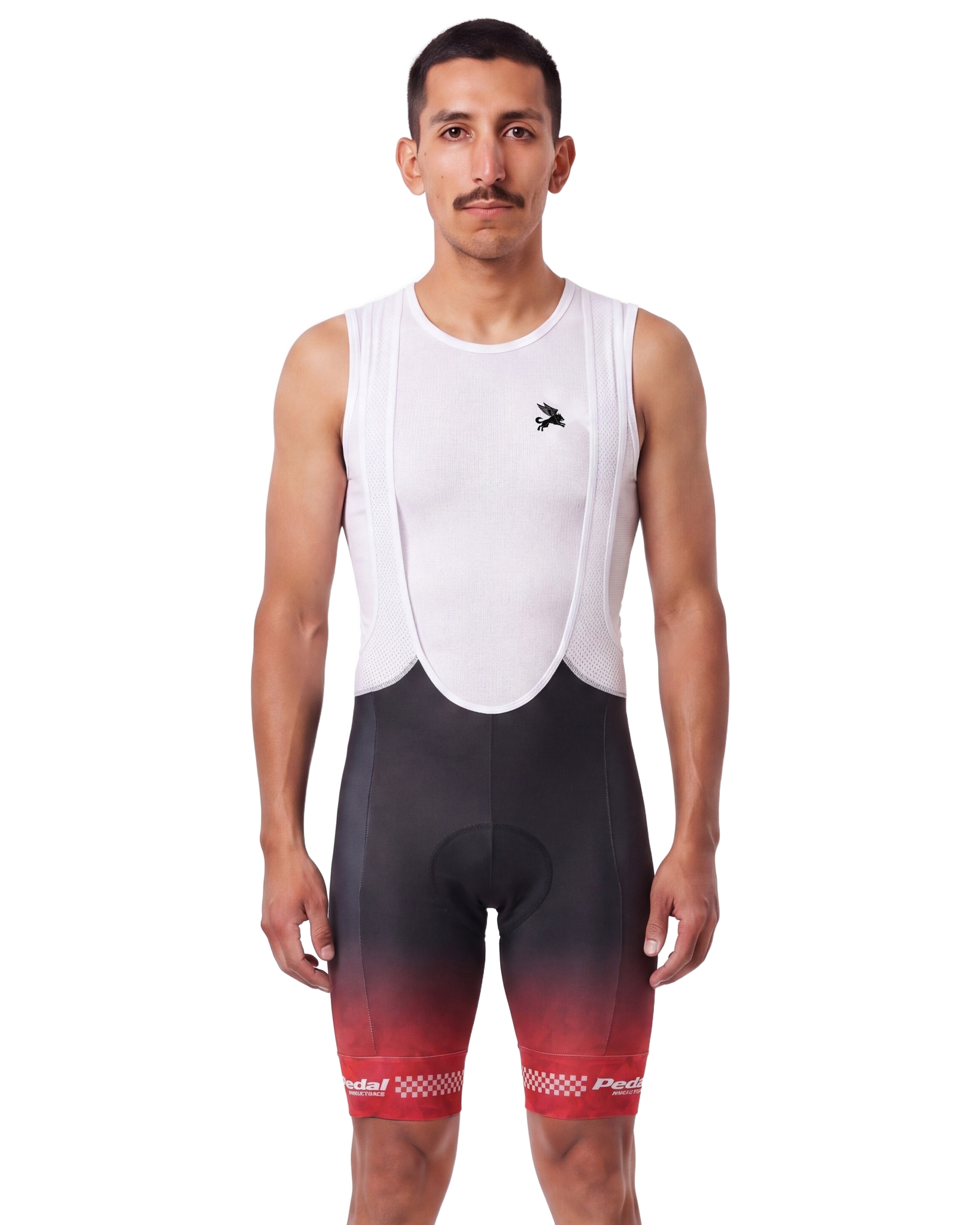 The GC Red MEN'S PRO LEVEL BIB ISD - front, on model