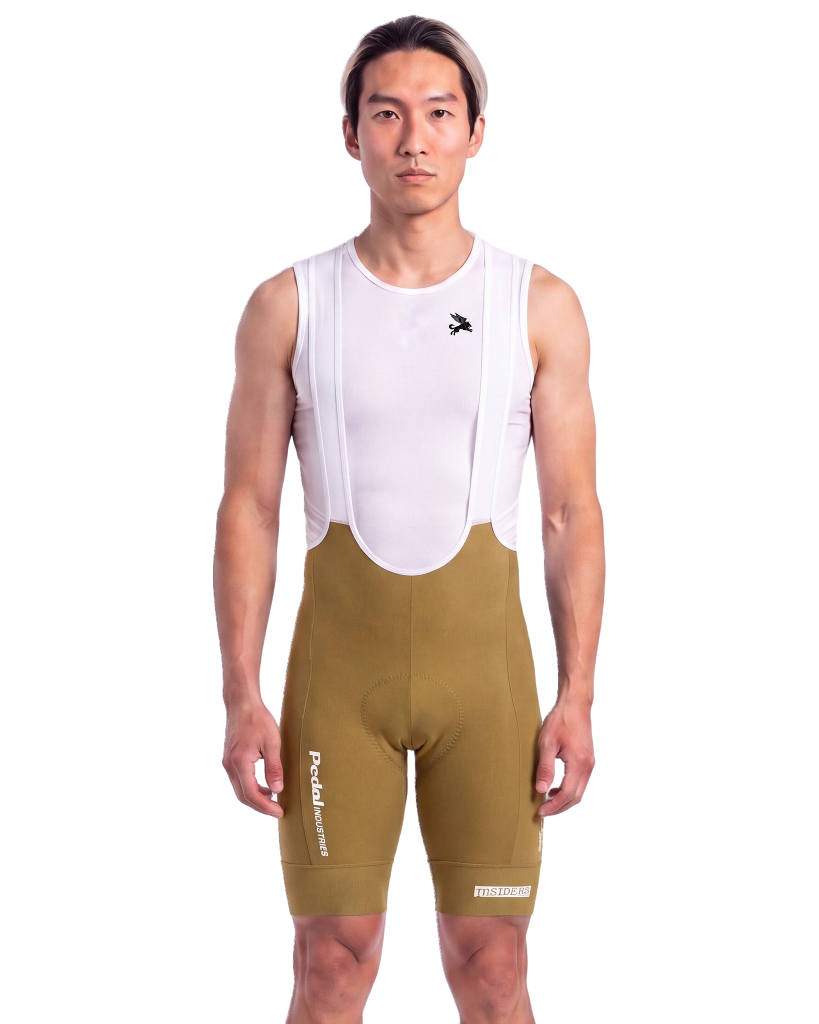 Yellow PEDAL Insiders 2027 MEN'S PRO LEVEL BIB ISD - front, on model