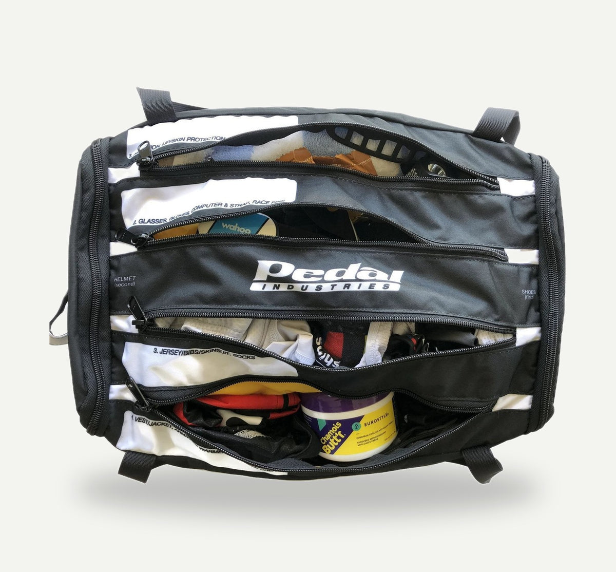 Basic Black RaceDay Bag packed with race gear