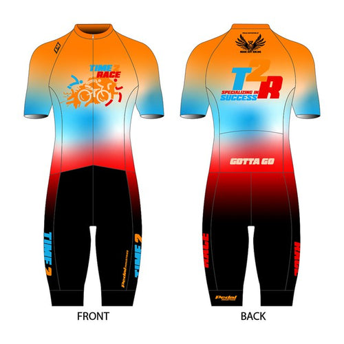 Custom tri suits designed for a team