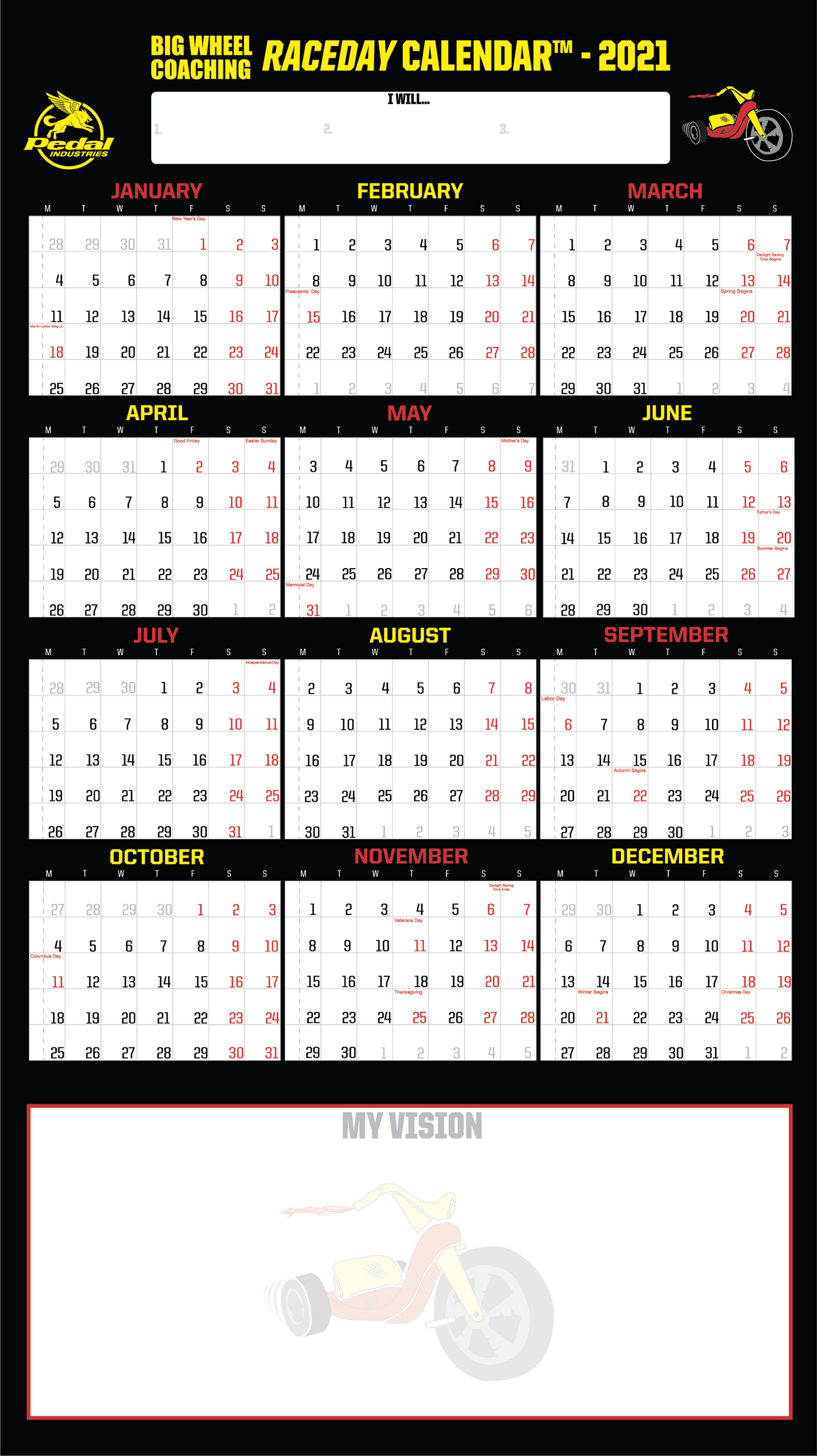 2022 BIG WHEEL COACHING RACEDAY™ CALENDAR PEDAL Industries