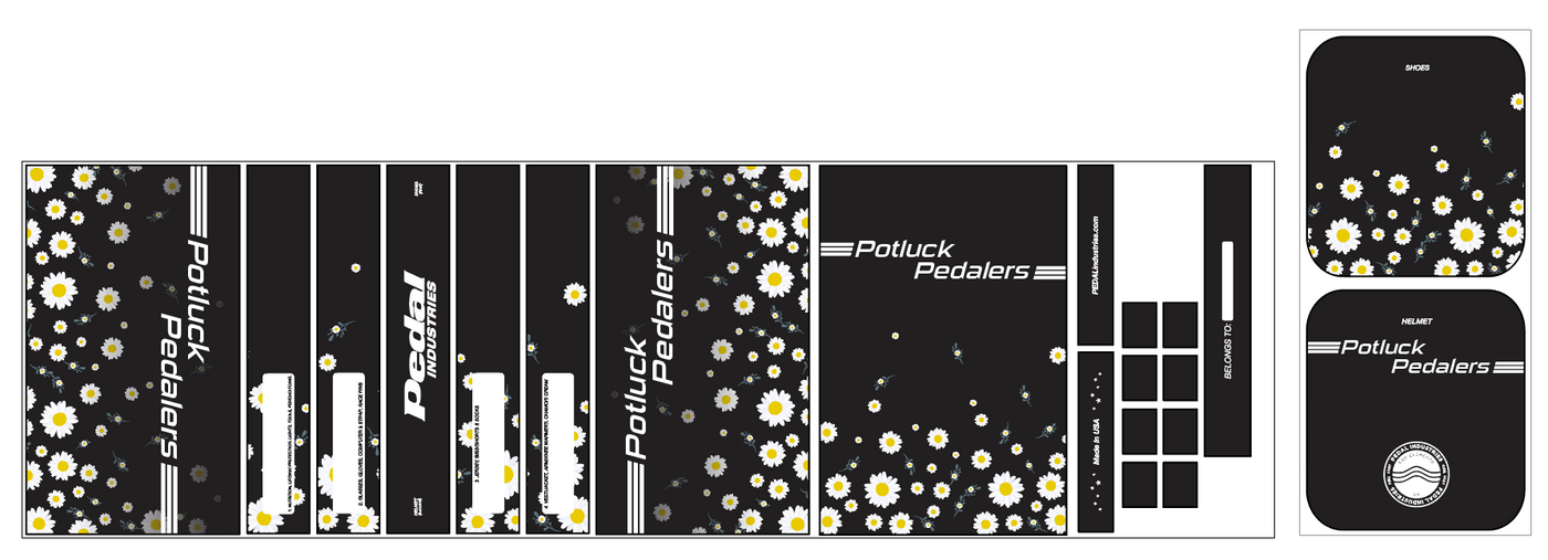 Potluck Pedalers 2022 RACEDAY BAG™ Black Daisies