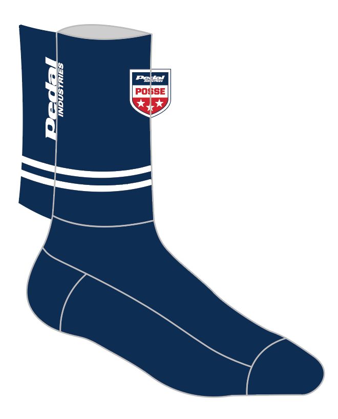 The PEDAL Posse 2023 SUBLIMATED SOCK - NAVY BLUE