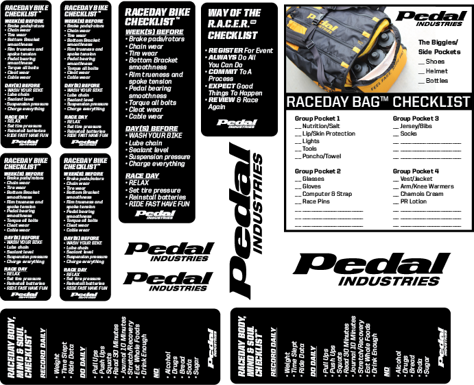 RaceDay Ready™ Checklists – PEDAL Industries